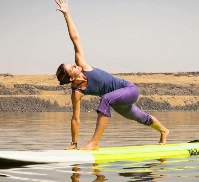 Yoga on surf board, Coulmbia River OR