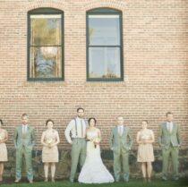 Wedding party lined up for photo at Balch Hotel